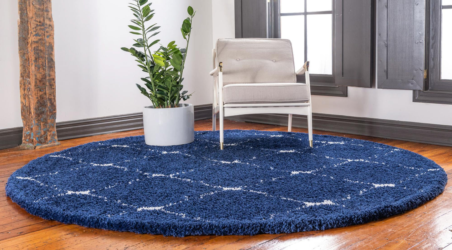 Teppich "MARA Shaggy" Rund Dunkel-Marineblau 150x150 cm