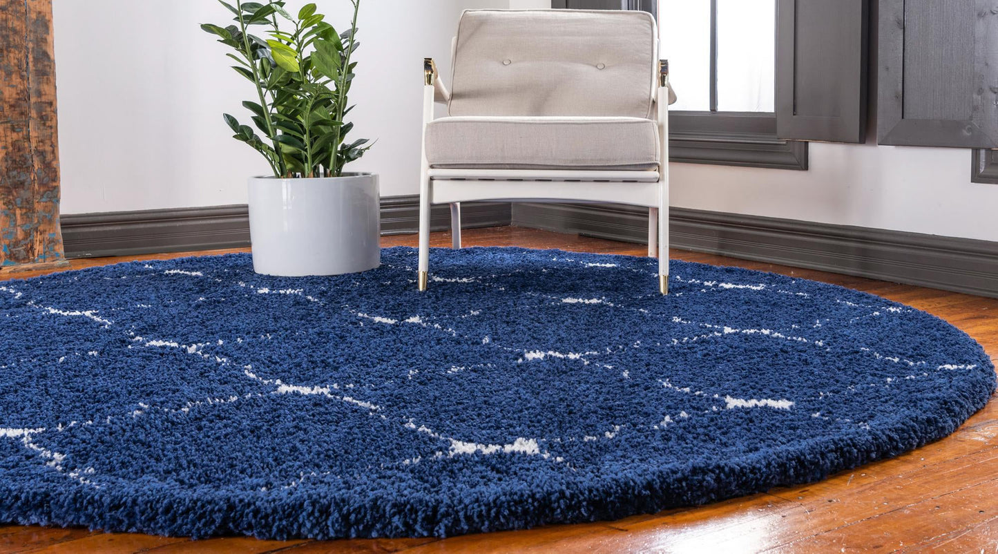 Teppich "MARA Shaggy" Rund Dunkel-Marineblau 150x150 cm