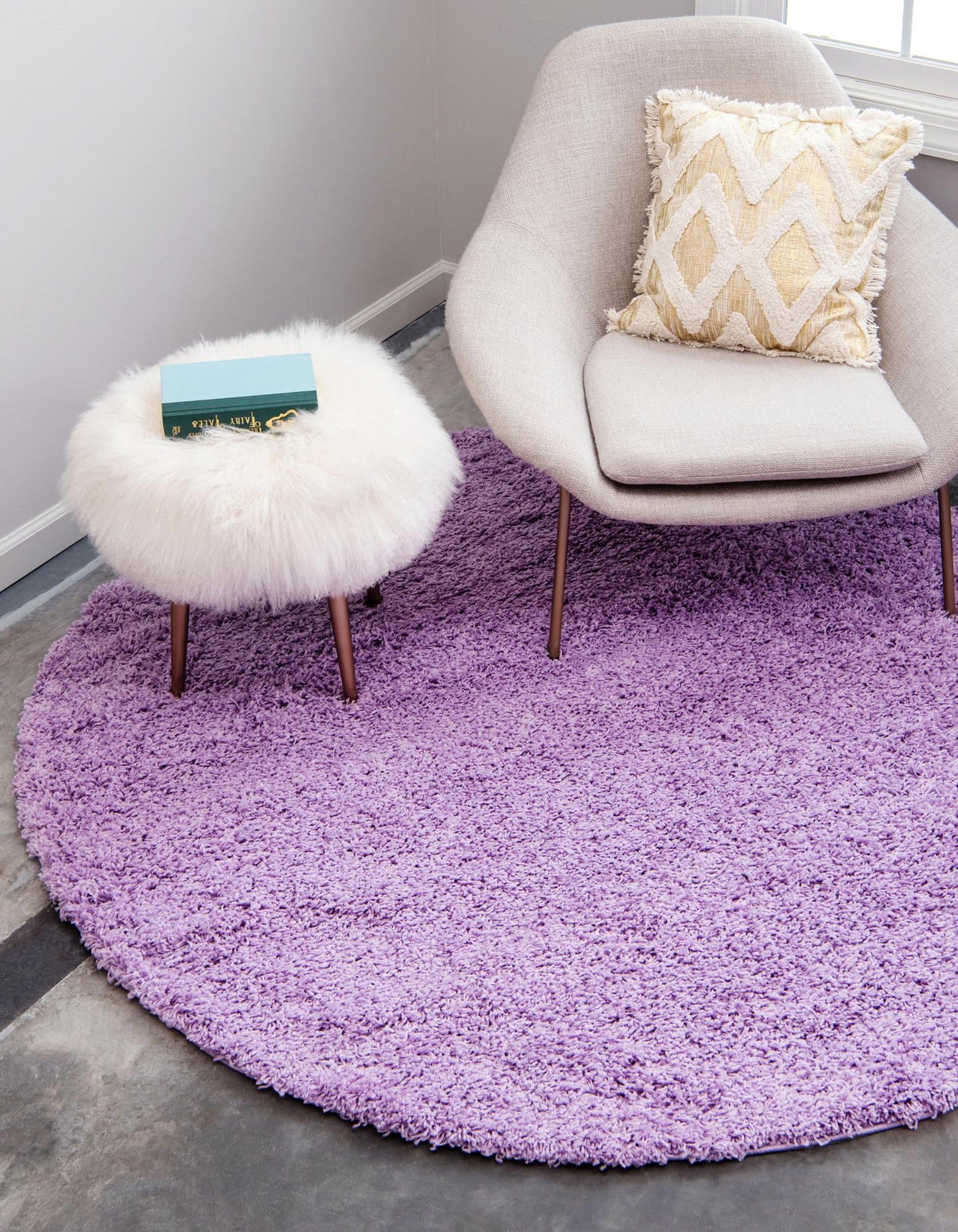 Teppich "HIGH-FLOR" Rund Lila 120x120 cm