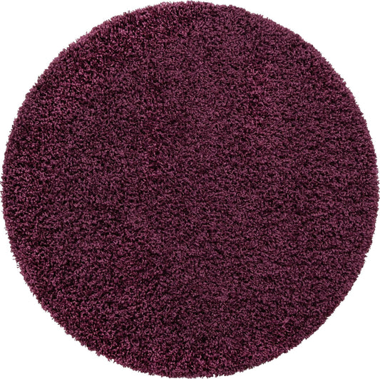Teppich "HIGH-FLOR" Rund Aubergine Lila 120x120 cm
