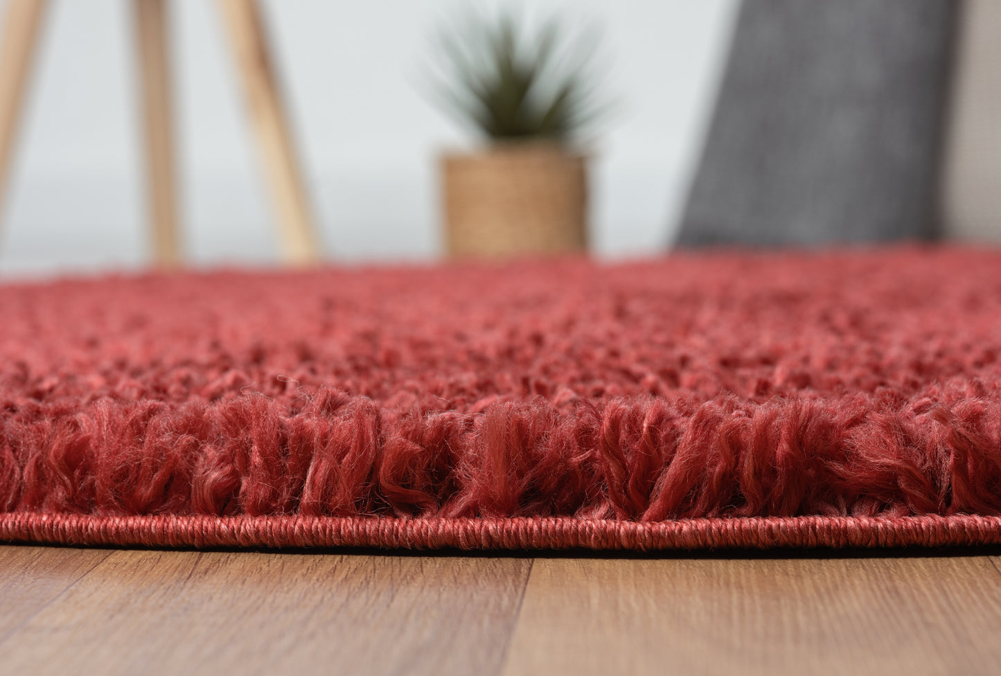 Hochflor Teppich SHAGGY weinrot rund diverse Größen