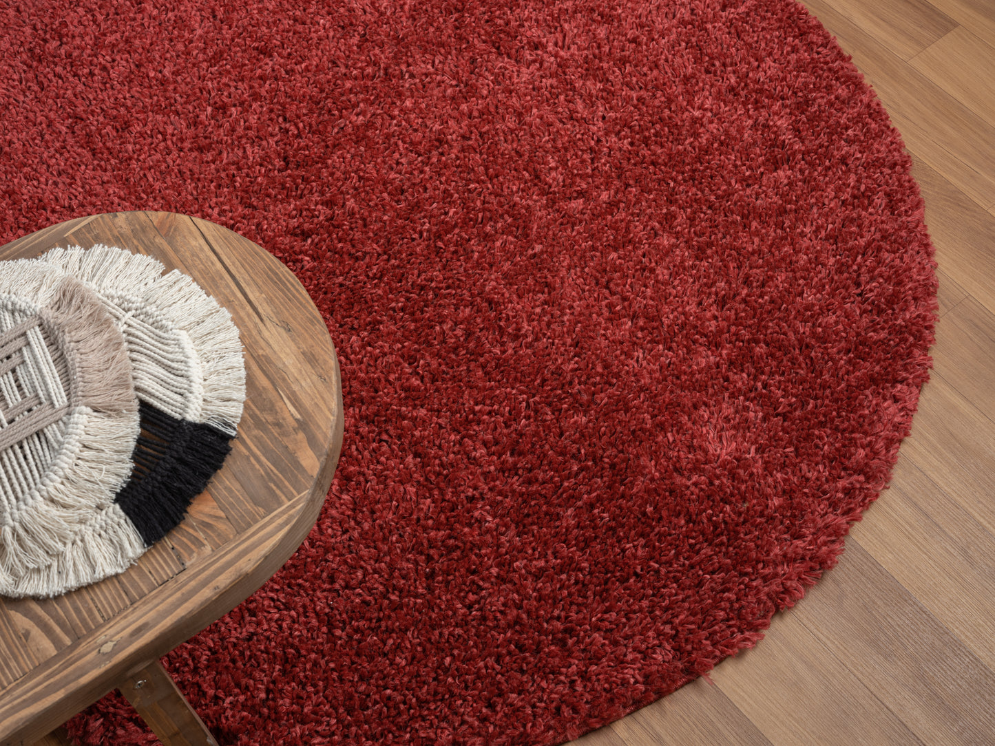 Hochflor Teppich SHAGGY weinrot rund diverse Größen