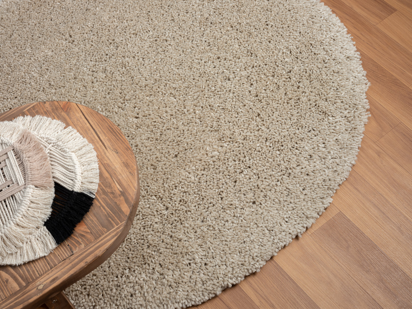 Hochflor Teppich SHAGGY beige rund diverse Größen
