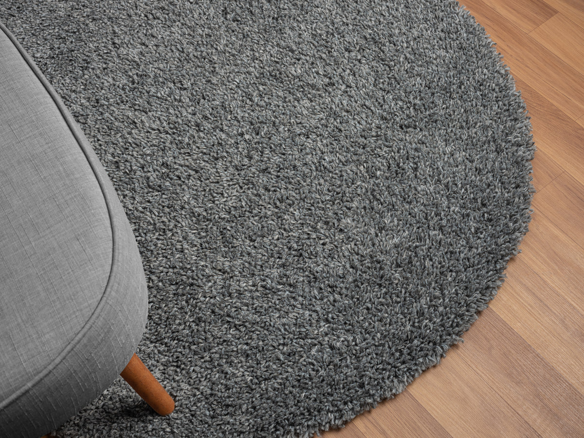 Hochflor Teppich SHAGGY grau rund diverse Größen – LebensWohnArt