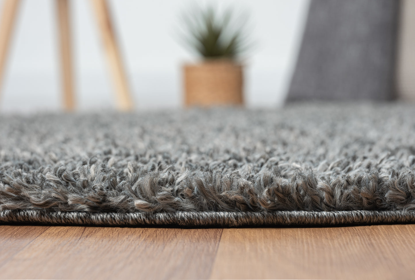 Hochflor Teppich SHAGGY grau rund diverse Größen
