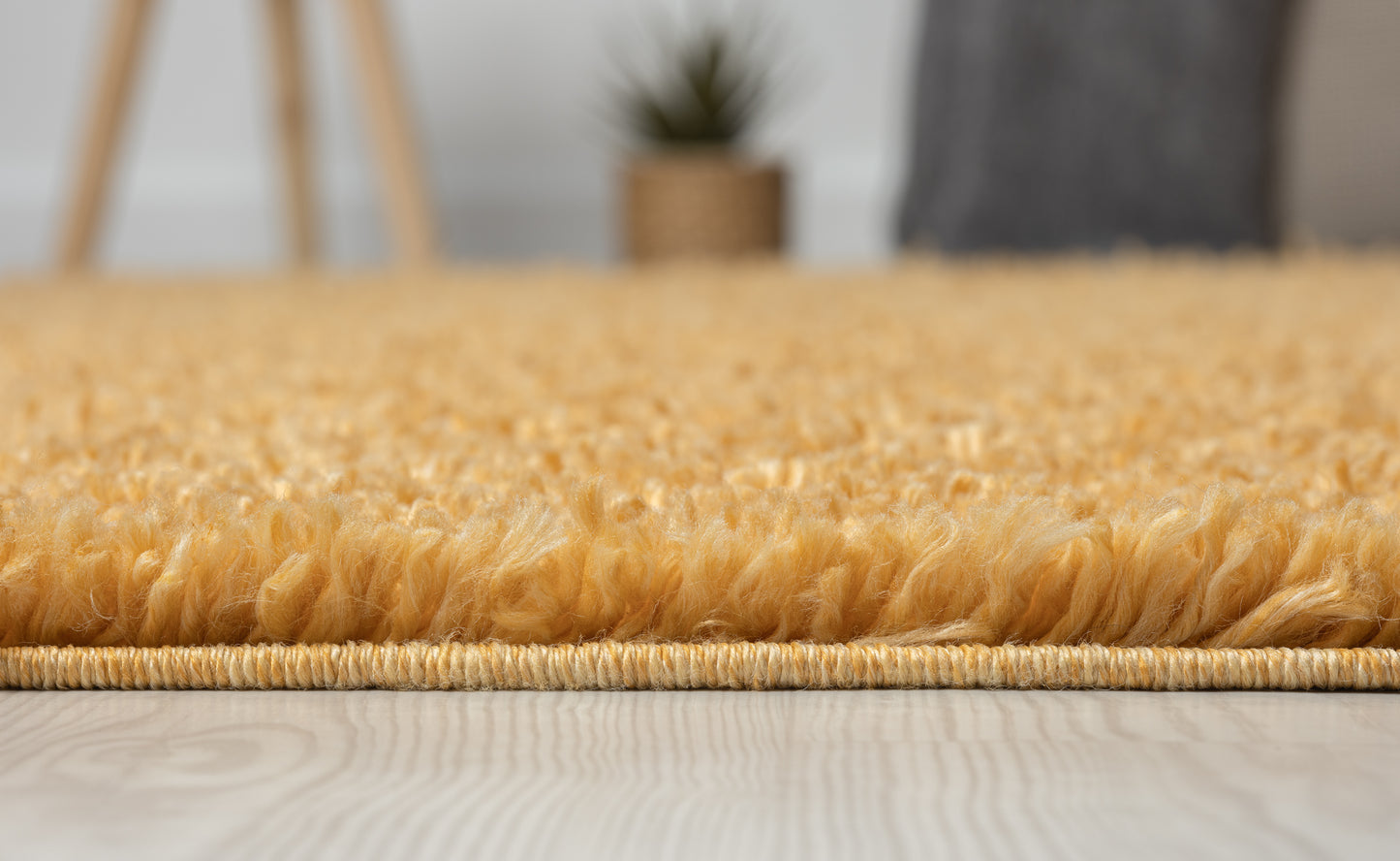 Hochflor Teppich SHAGGY goldgelb rechteckig diverse Größen