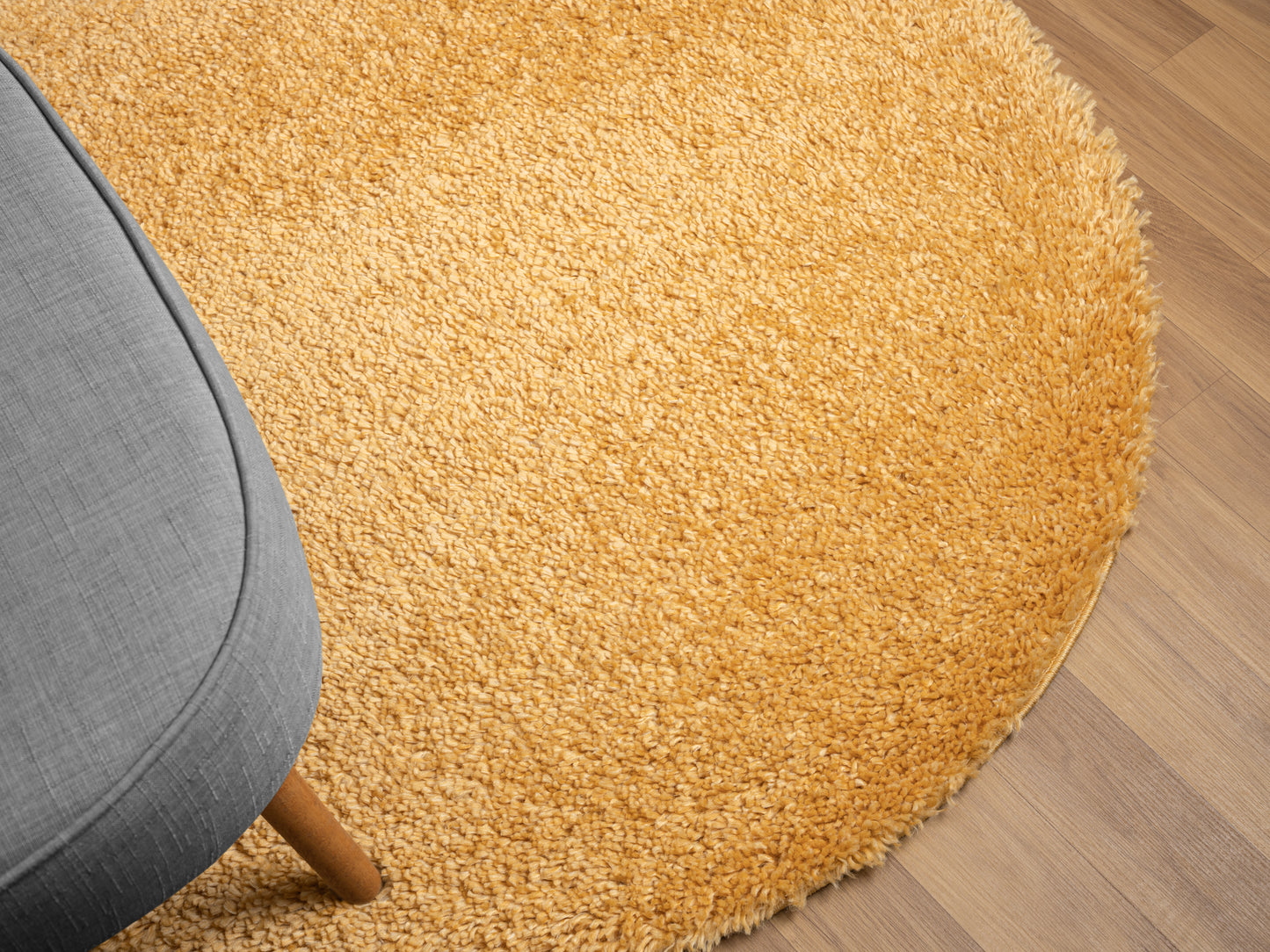 Hochflor Teppich SHAGGY goldgelb rund diverse Größen