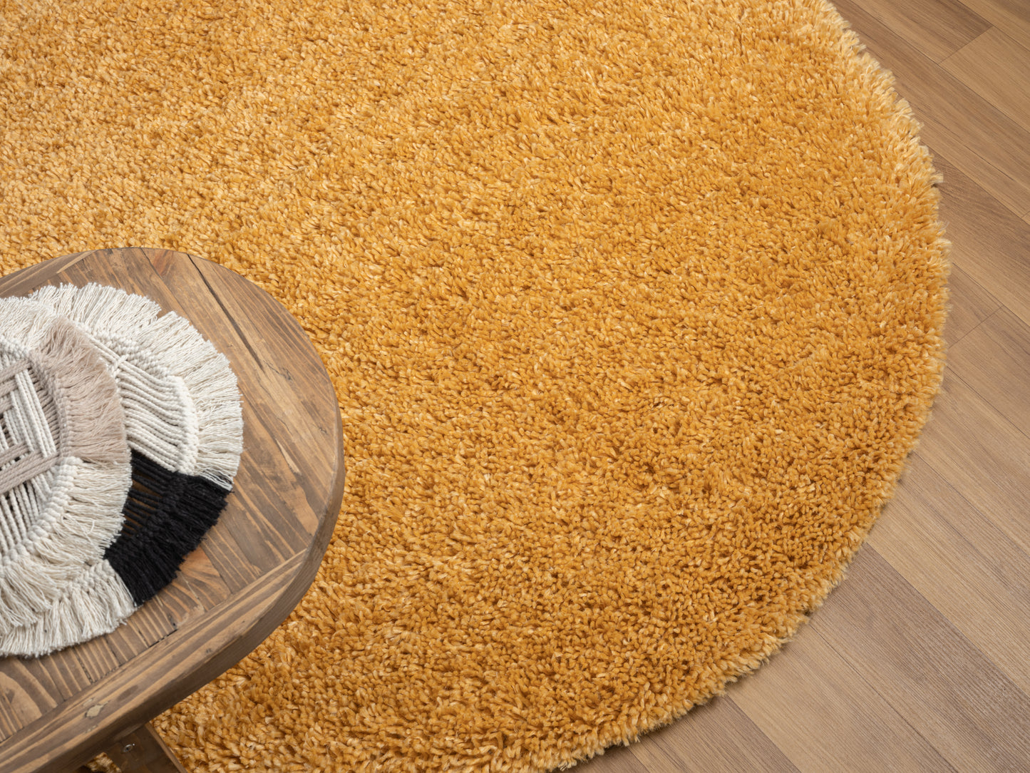Hochflor Teppich SHAGGY goldgelb rund diverse Größen