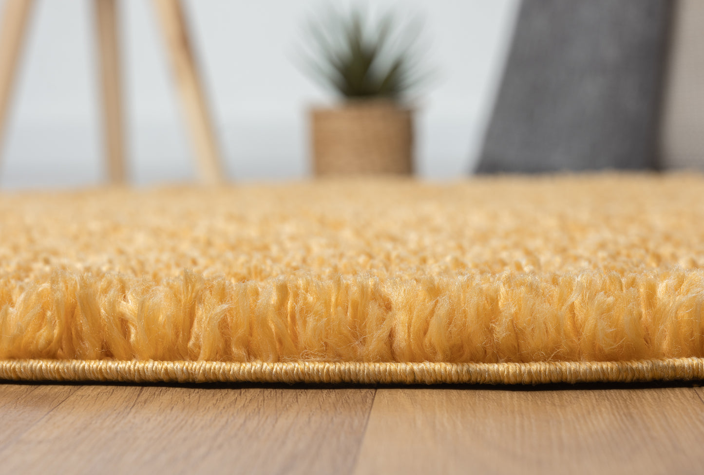 Hochflor Teppich SHAGGY goldgelb rund diverse Größen