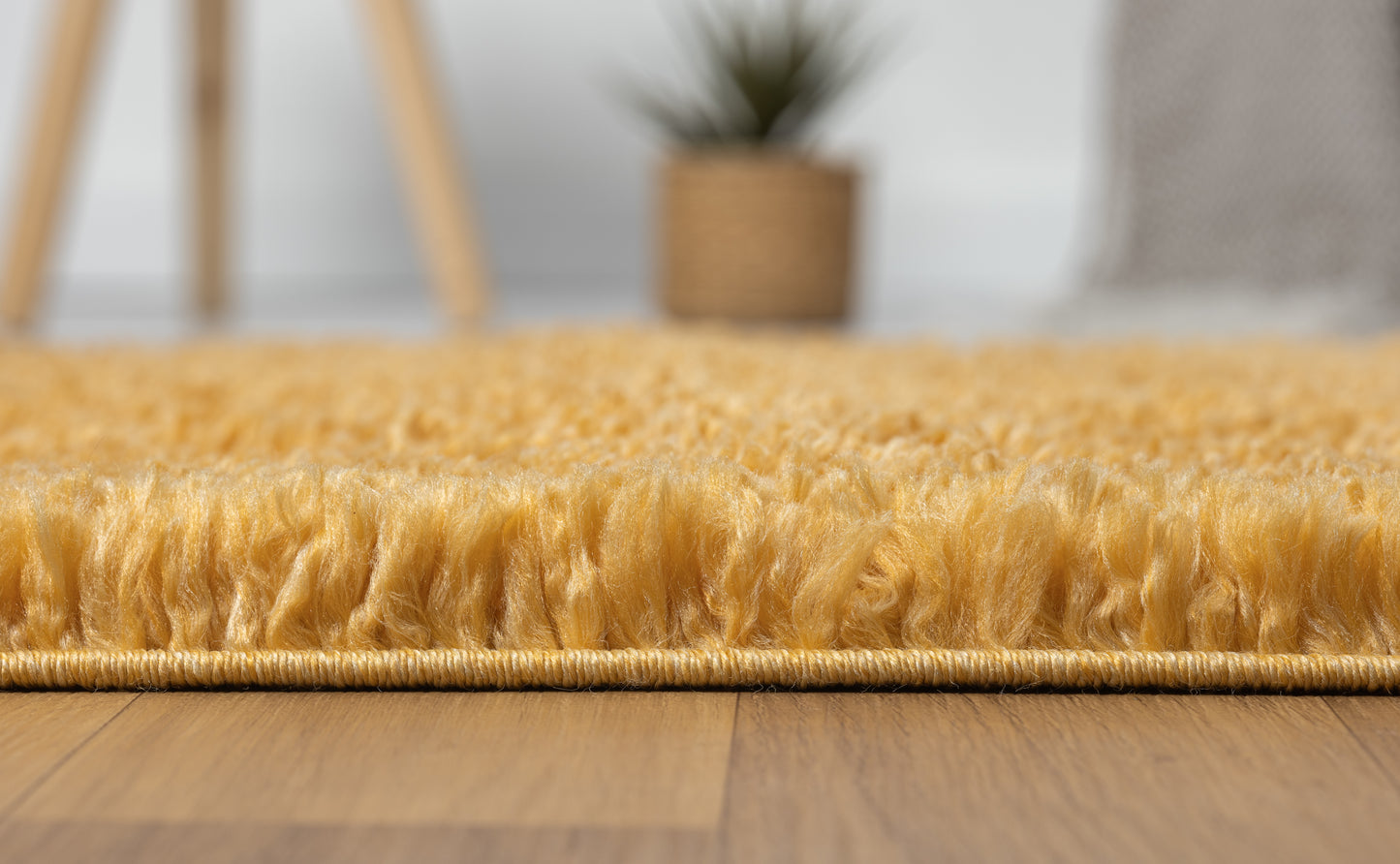 Hochflor Teppich SHAGGY goldgelb rechteckig diverse Größen