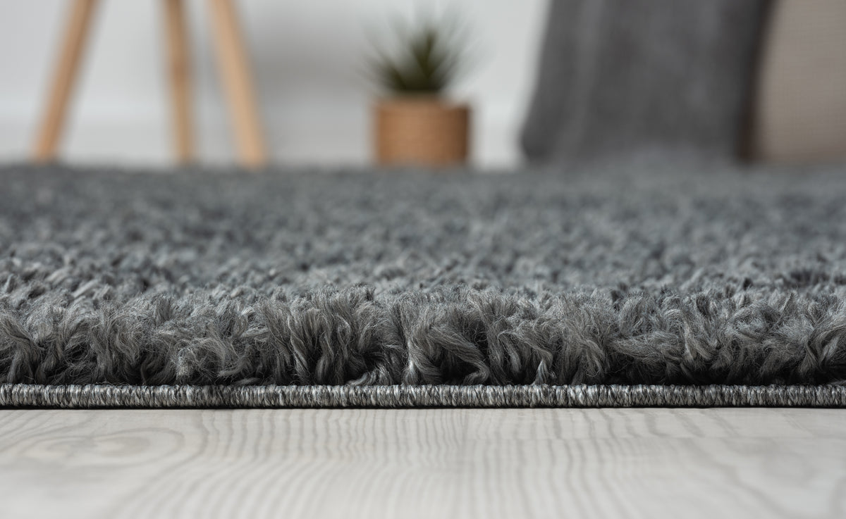 Hochflor Teppich SHAGGY dunkelgrau rechteckig diverse Größen – LebensWohnArt