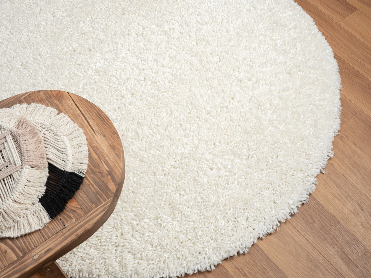 Hochflor Teppich SHAGGY creme rund diverse Größen – LebensWohnArt