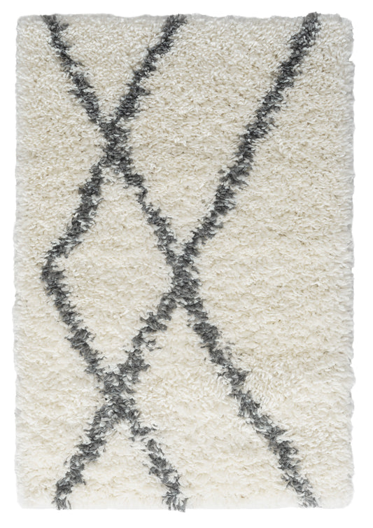 Hochflor Teppich SHAGGY-Raute creme rechteckig diverse Größen
