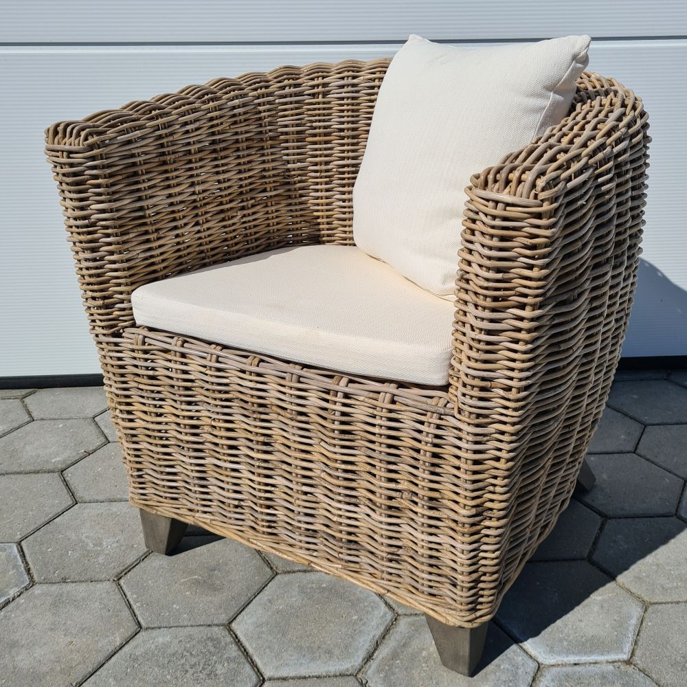 Gemütlicher Rattan Sessel CIRCLE Natural Grey