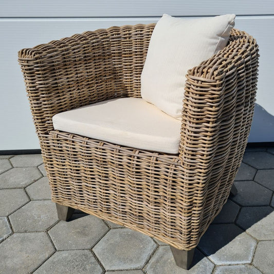 Gemütlicher Rattan Sessel CIRCLE Natural Grey