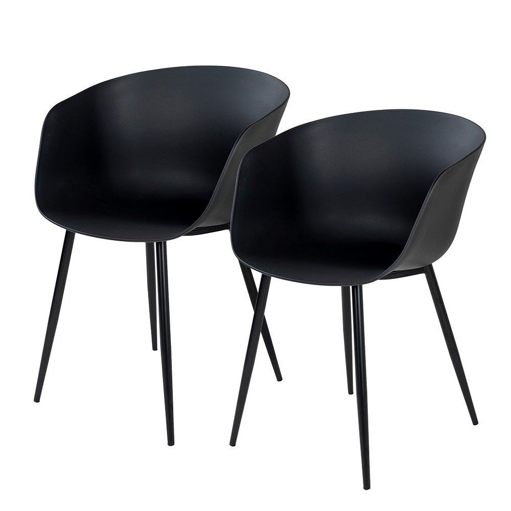 2er Set Design Stuhl DAVOS schwarz Schalensitz Indoor Outdoor