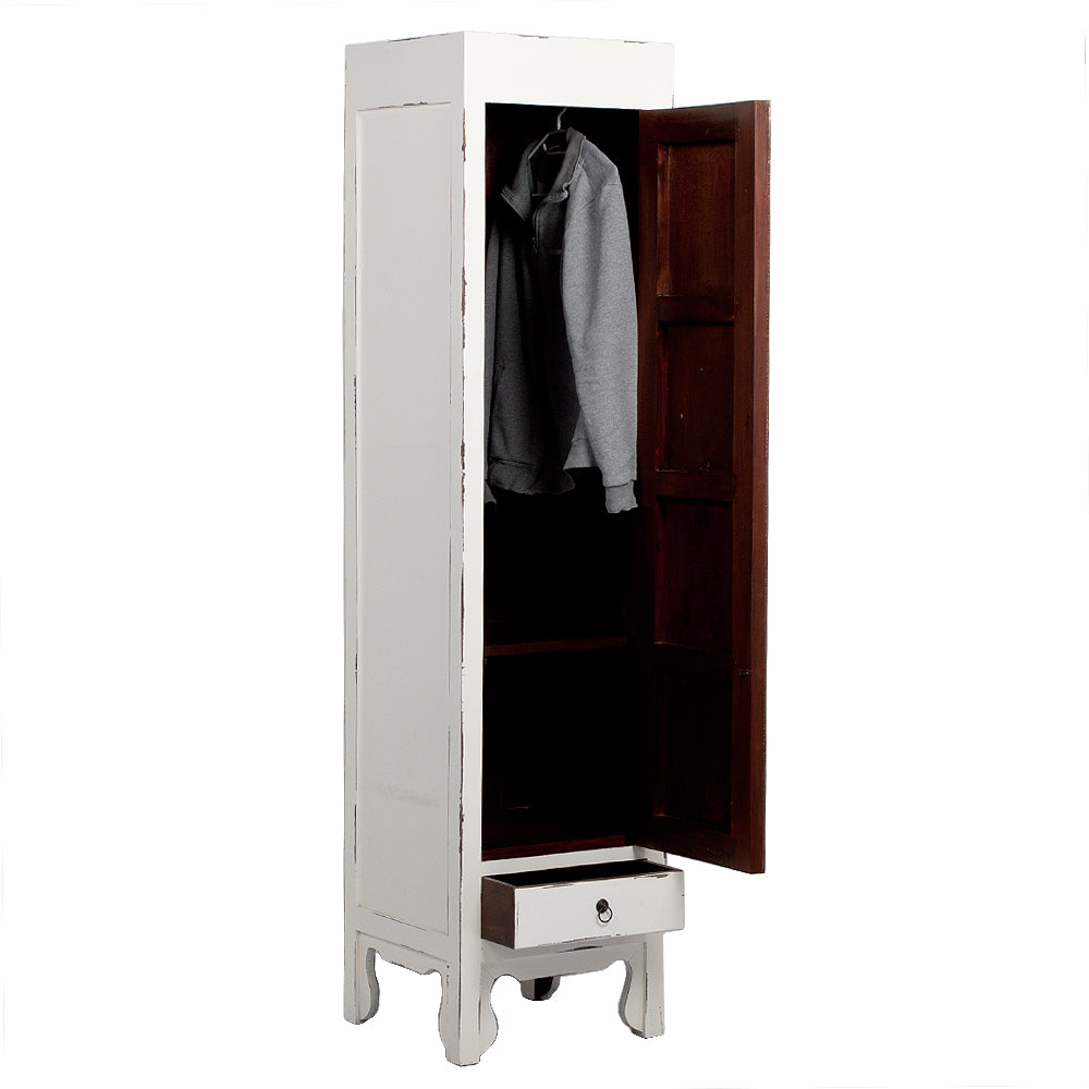 Hochzeitsschrank ASIA-SLIM Shabby-Weiß ca. H200cm Mahagoni