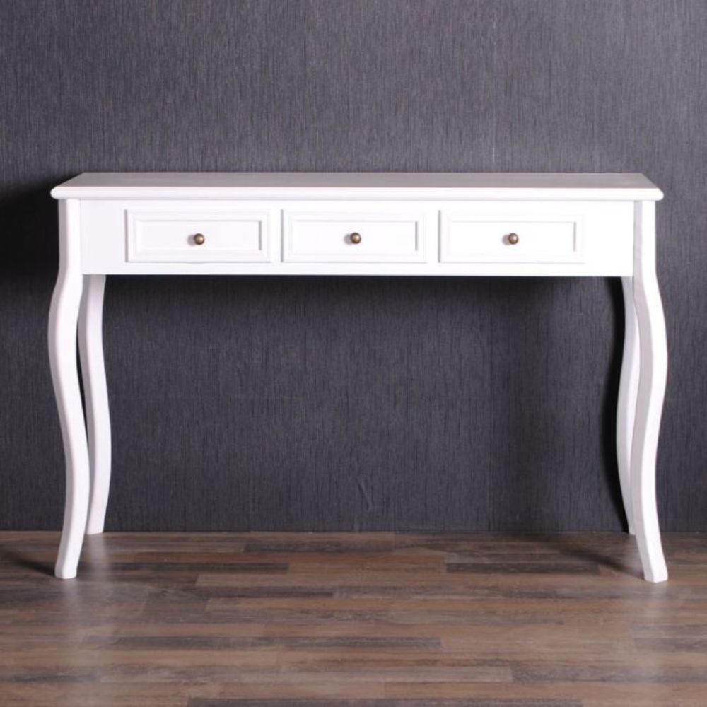 Landhaus Konsolentisch VALARIE 120cm weiss 3 Schubladen
