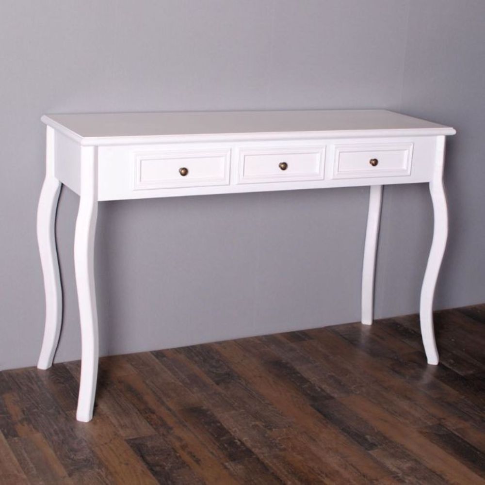 Landhaus Konsolentisch VALARIE 120cm weiss 3 Schubladen