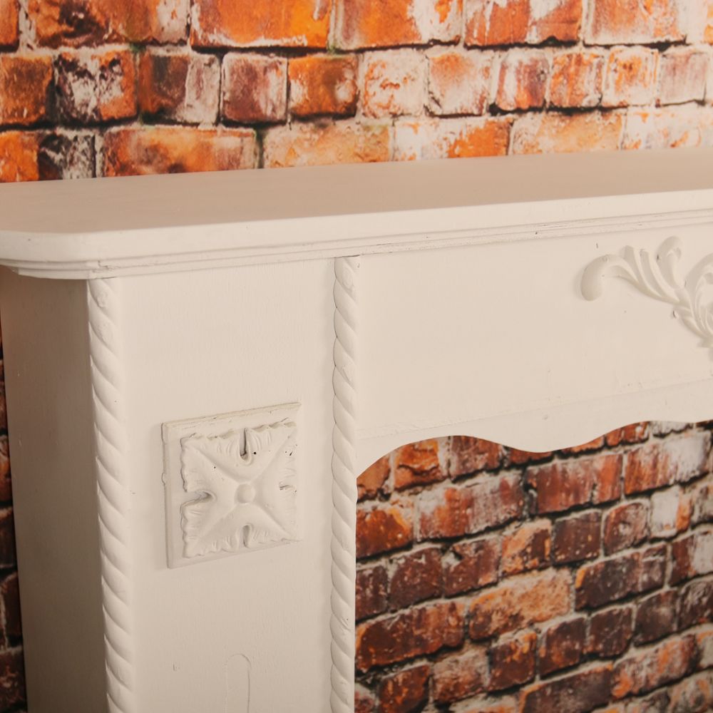 Landhaus Kaminumrandung CARA 122cm antik-weiss Kaminsims