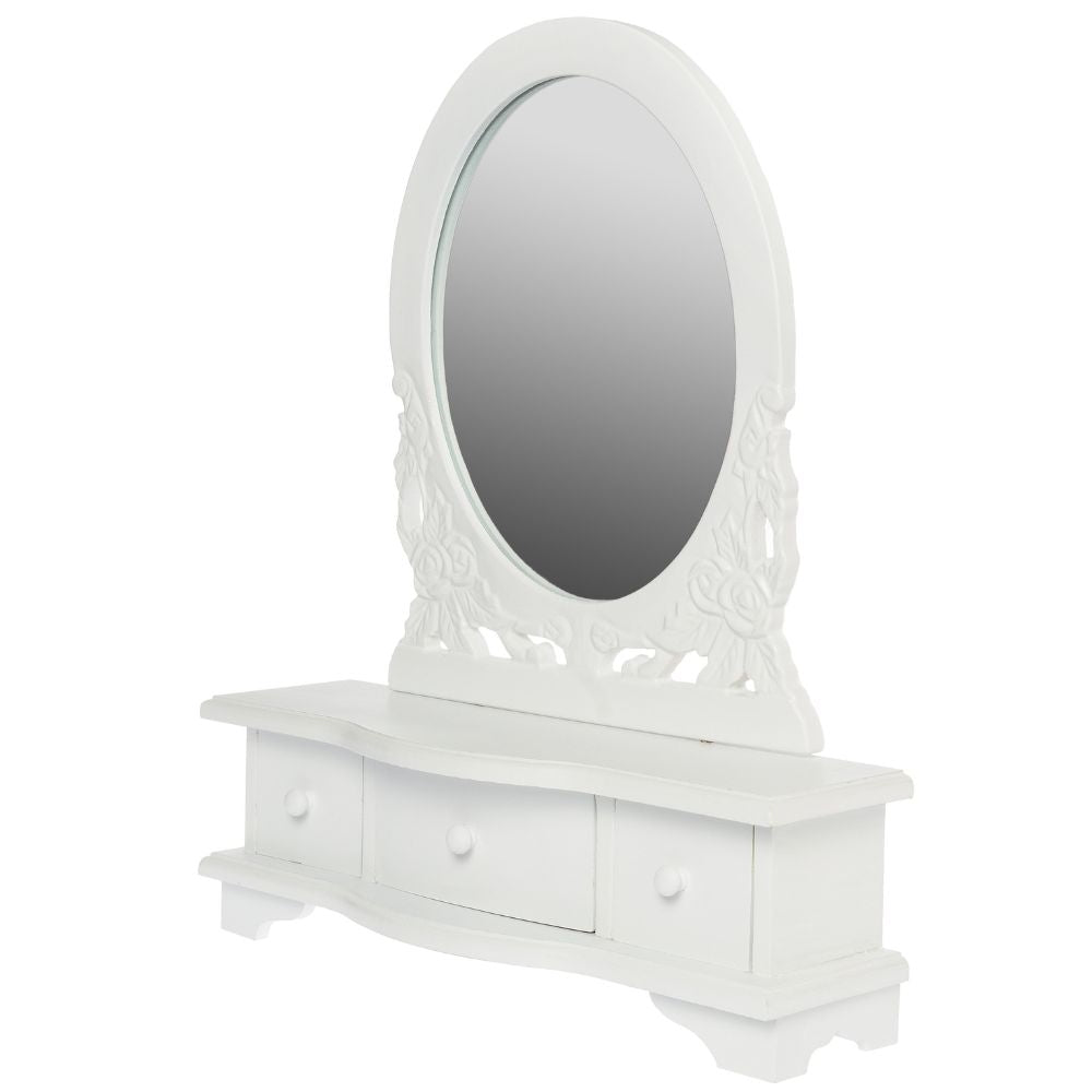 Romantische Spiegelkommode LEVANA weiß 47cm Schubladen