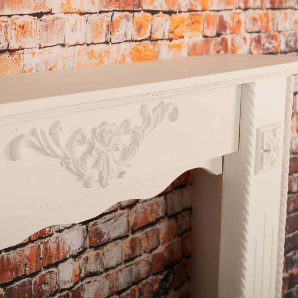 Landhaus Kaminumrandung CARA 122cm antik-weiss Kaminsims