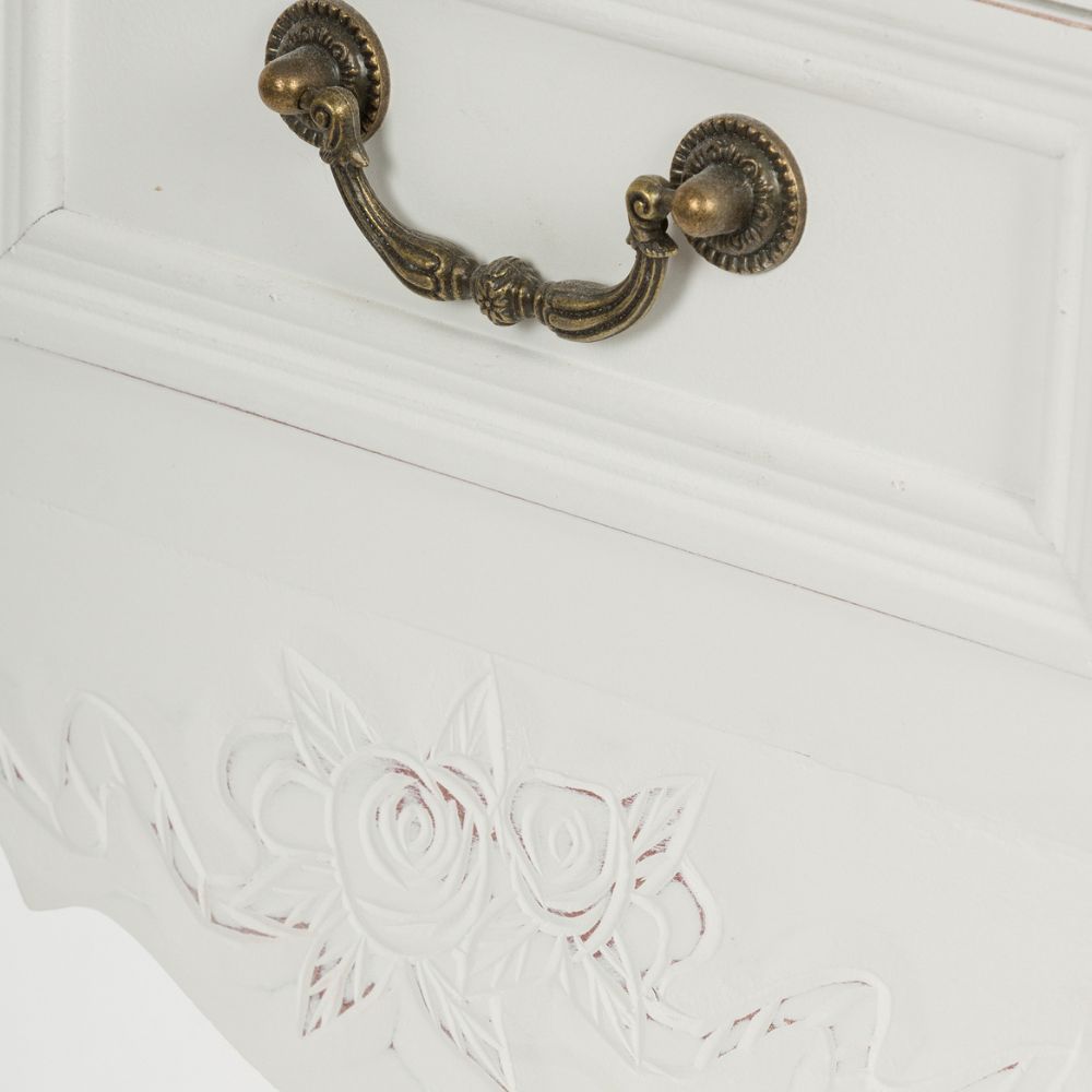 Romantischer Beistelltisch AMORE weiss H73cm Schubladen