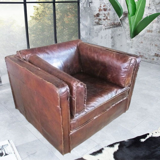 Premium Ledersessel COLUMBIA vintage-cigar 106x99cm Rindsleder