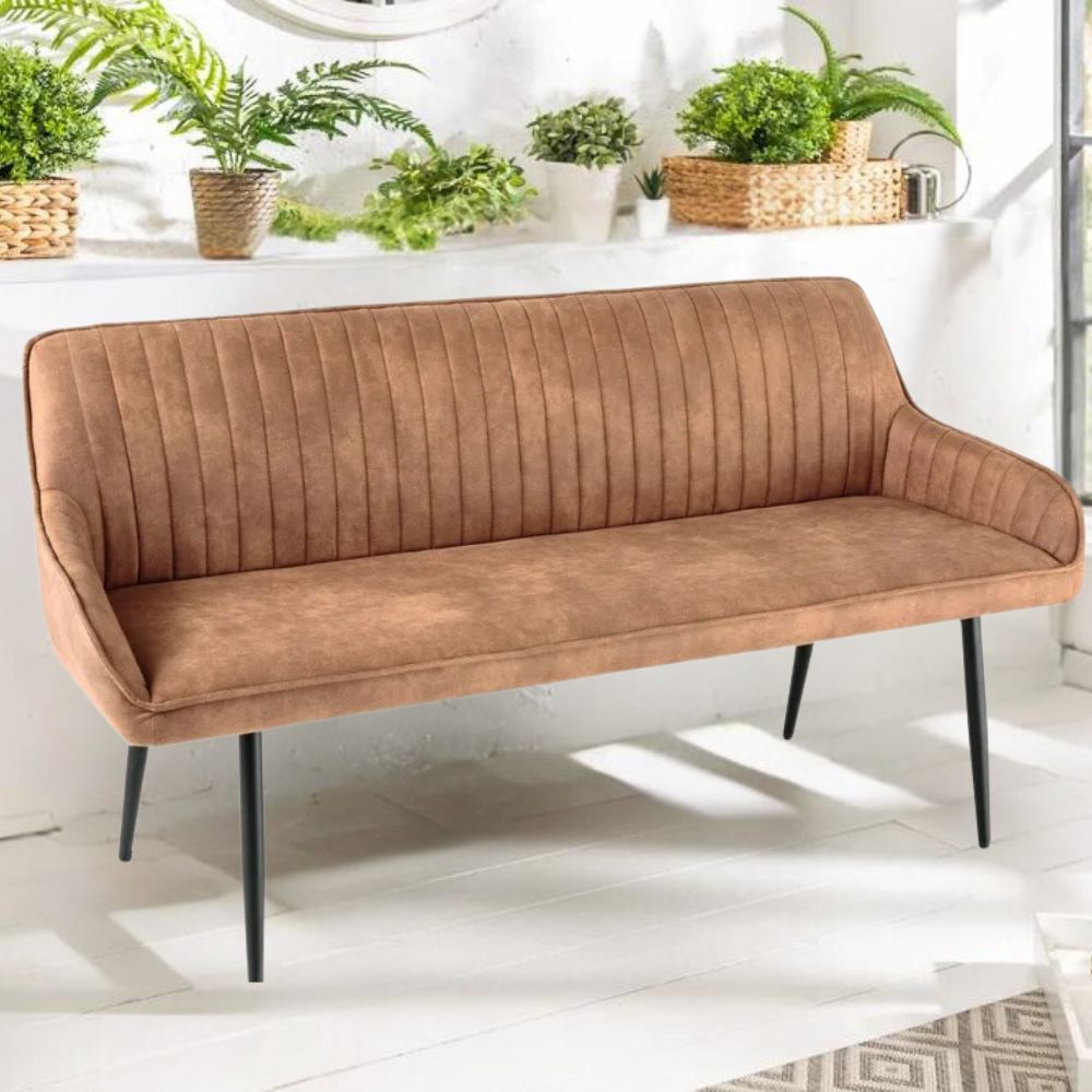Elegante Sitzbank MILAN ca.160cm Mikrofaser vintage-braun Armlehnen