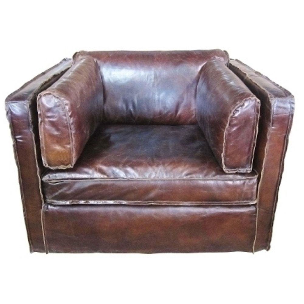Premium Ledersessel COLUMBIA vintage-cigar 106x99cm Rindsleder