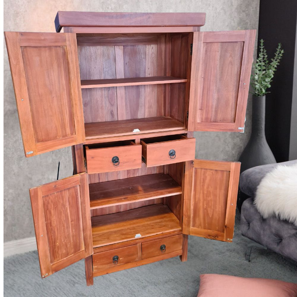 Massivholz Büffet-Schrank IMPRESS Mahagoni 175cm Antik Natural
