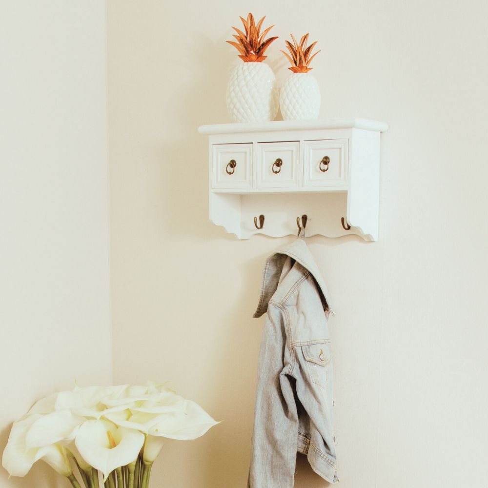 Landhaus Wandgarderobe VANDA weiss 45cm Shabby Chic