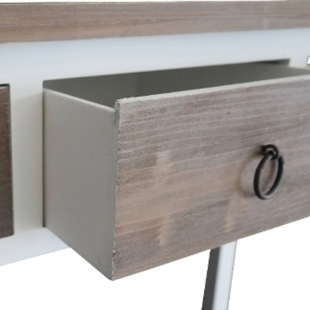 Landhaus Konsole mit 3 Schubladen ADRIA weiss-braun 105cm