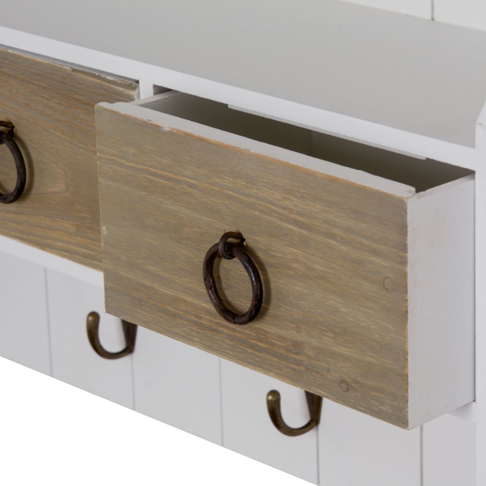 Wandregal mit Schubladen und Haken ADRIA 67cm weiss