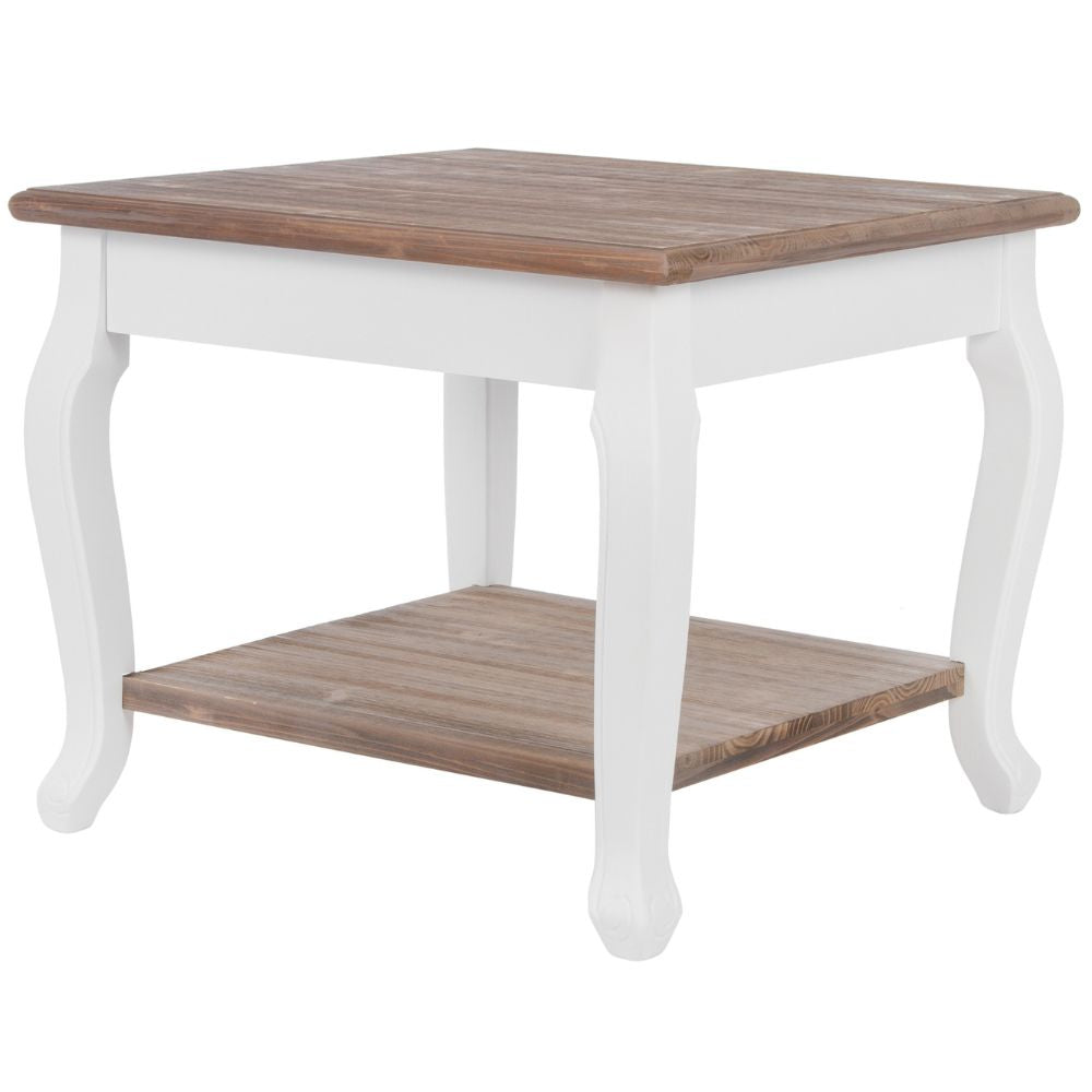 Landhaus Couchtisch mit Ablage ADRIA weiss-braun 55cm