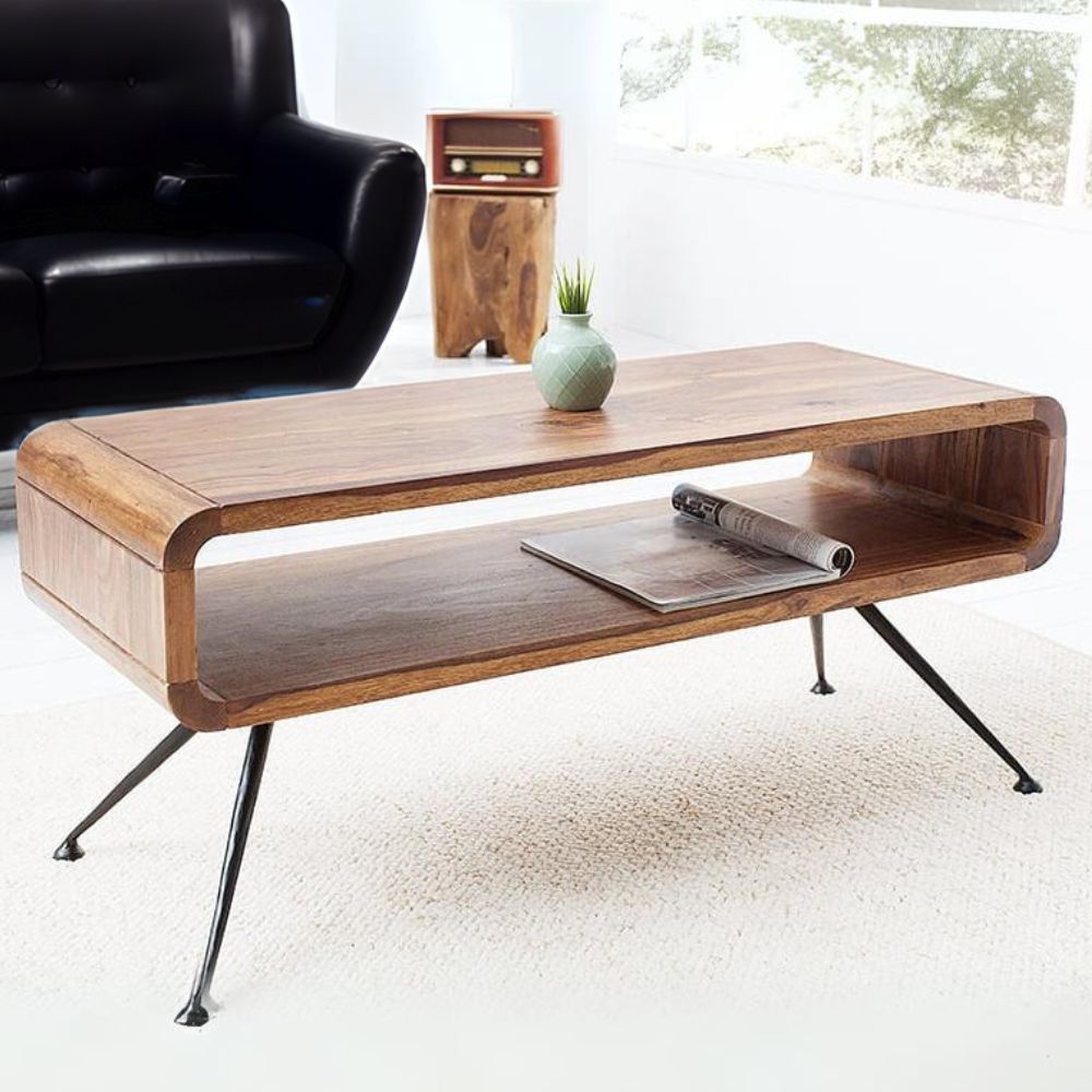 Puristischer Couchtisch ALINO 100cm massiv Massivholz Palisander