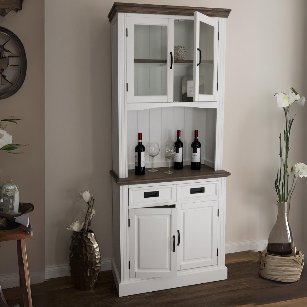 Edler Landhaus Buffetschrank CHALET 208cm weiss-braun
