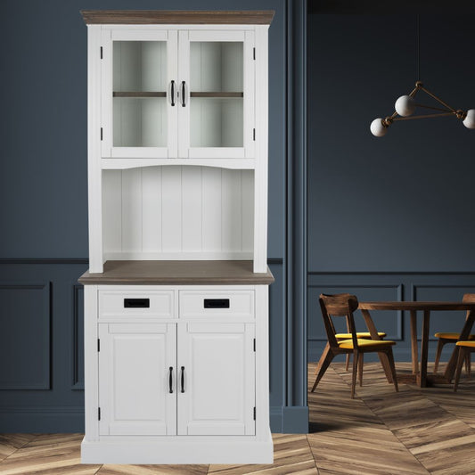 Edler Landhaus Buffetschrank CHALET 208cm weiss-braun