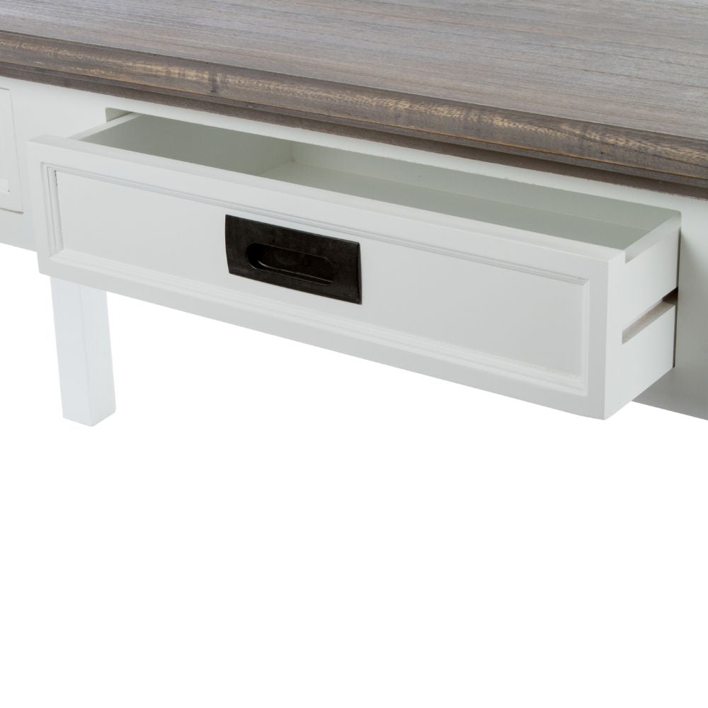 Edler Landhaus Esstisch CHALET 150cm weiss-braun 4 Schubladen