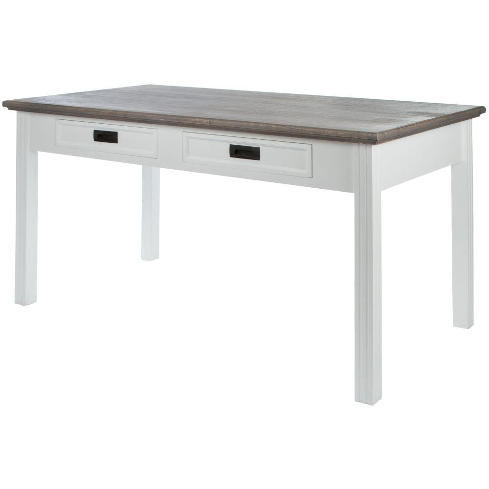 Edler Landhaus Esstisch CHALET 150cm weiss-braun 4 Schubladen