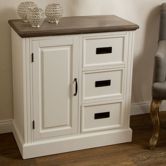 Edle Landhaus Kommode CHALET 85cm weiss-braun