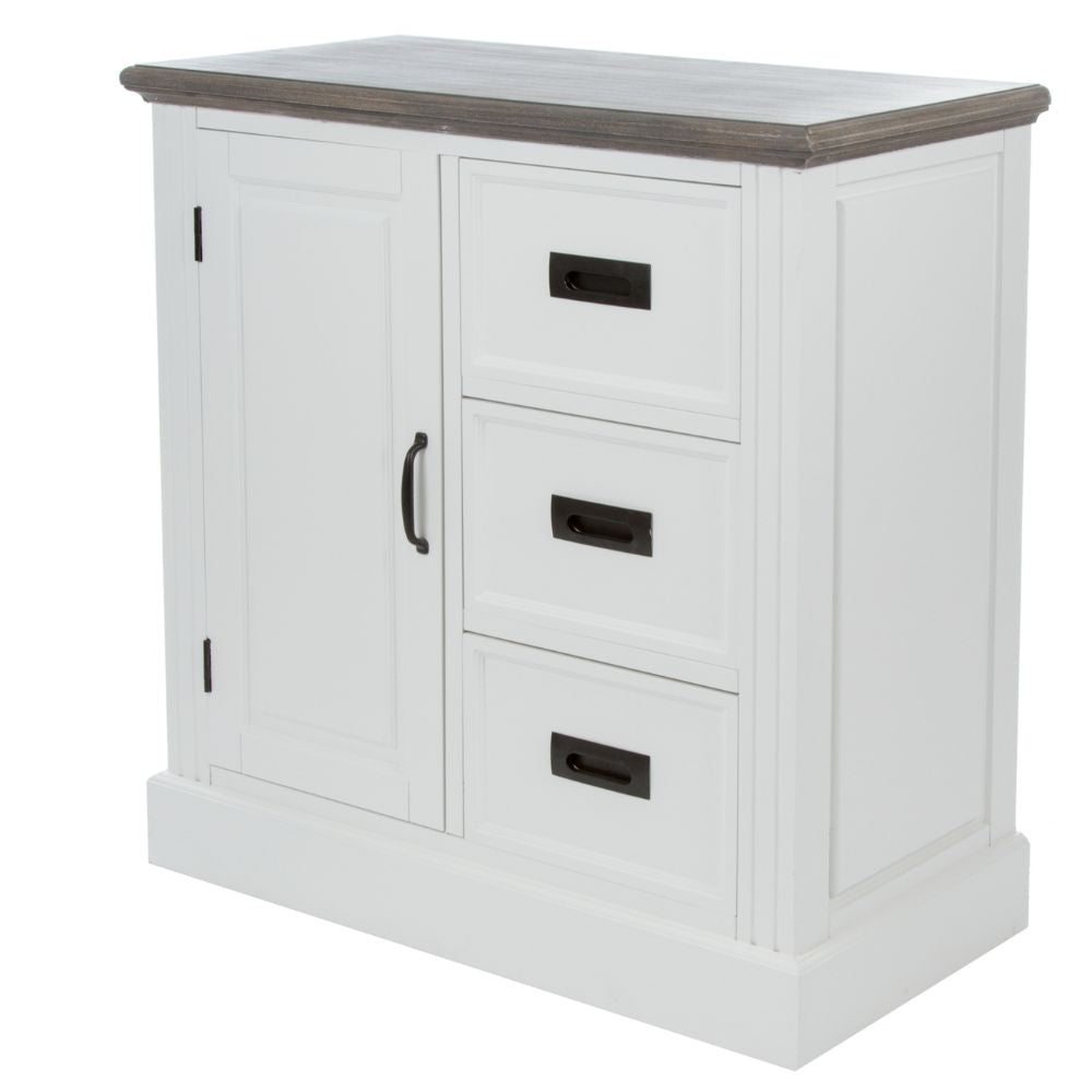 Edle Landhaus Kommode CHALET 85cm weiss-braun