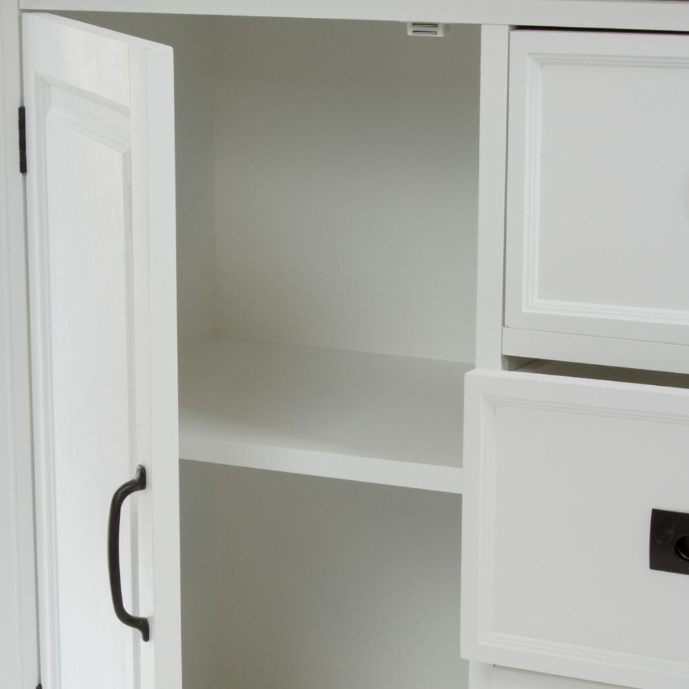 Edler Landhaus Vitrinenschrank 3 Türen CHALET 208cm weiss-braun