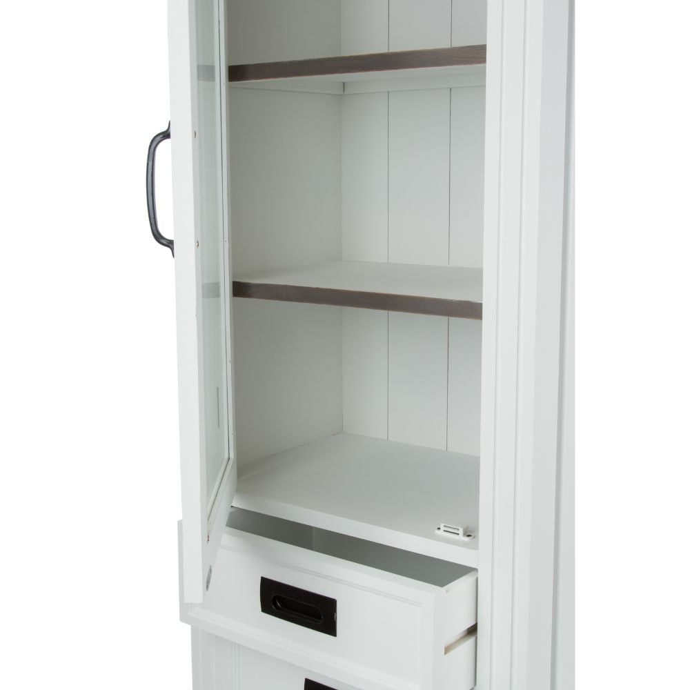 Edler Landhaus Vitrinen-Schrank CHALET 180cm weiss-braun
