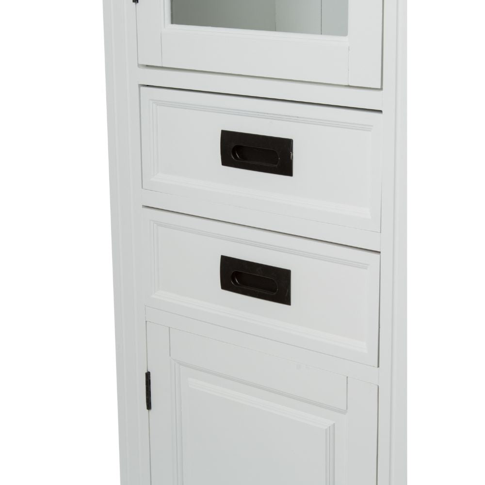 Edler Landhaus Vitrinen-Schrank CHALET 180cm weiss-braun