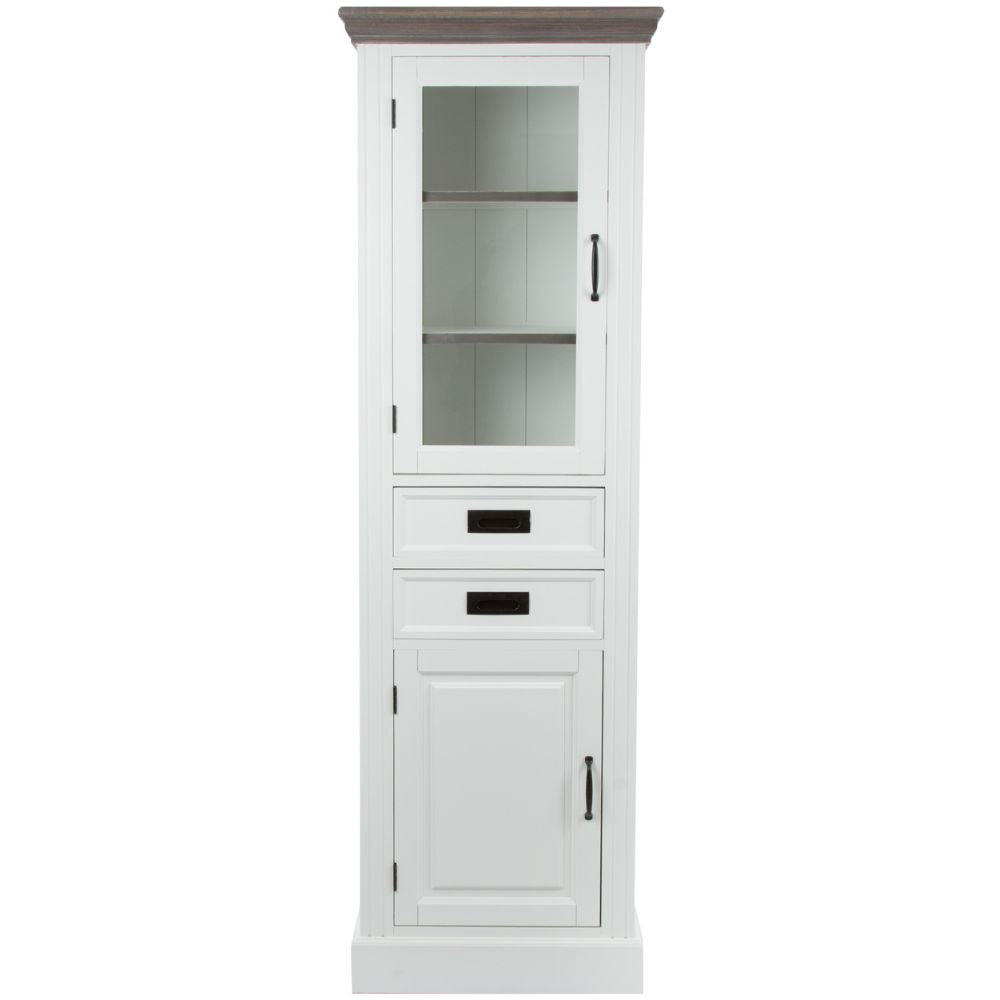 Edler Landhaus Vitrinen-Schrank CHALET 180cm weiss-braun