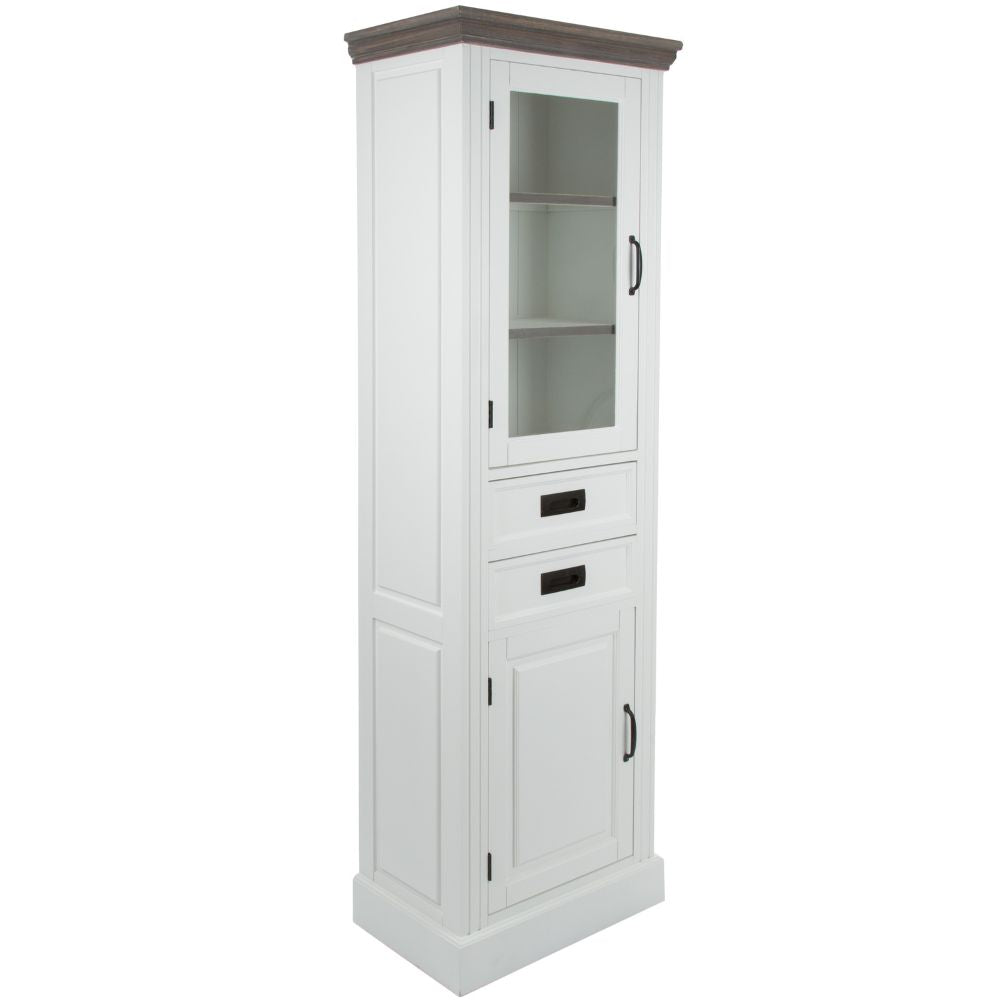 Edler Landhaus Vitrinen-Schrank CHALET 180cm weiss-braun