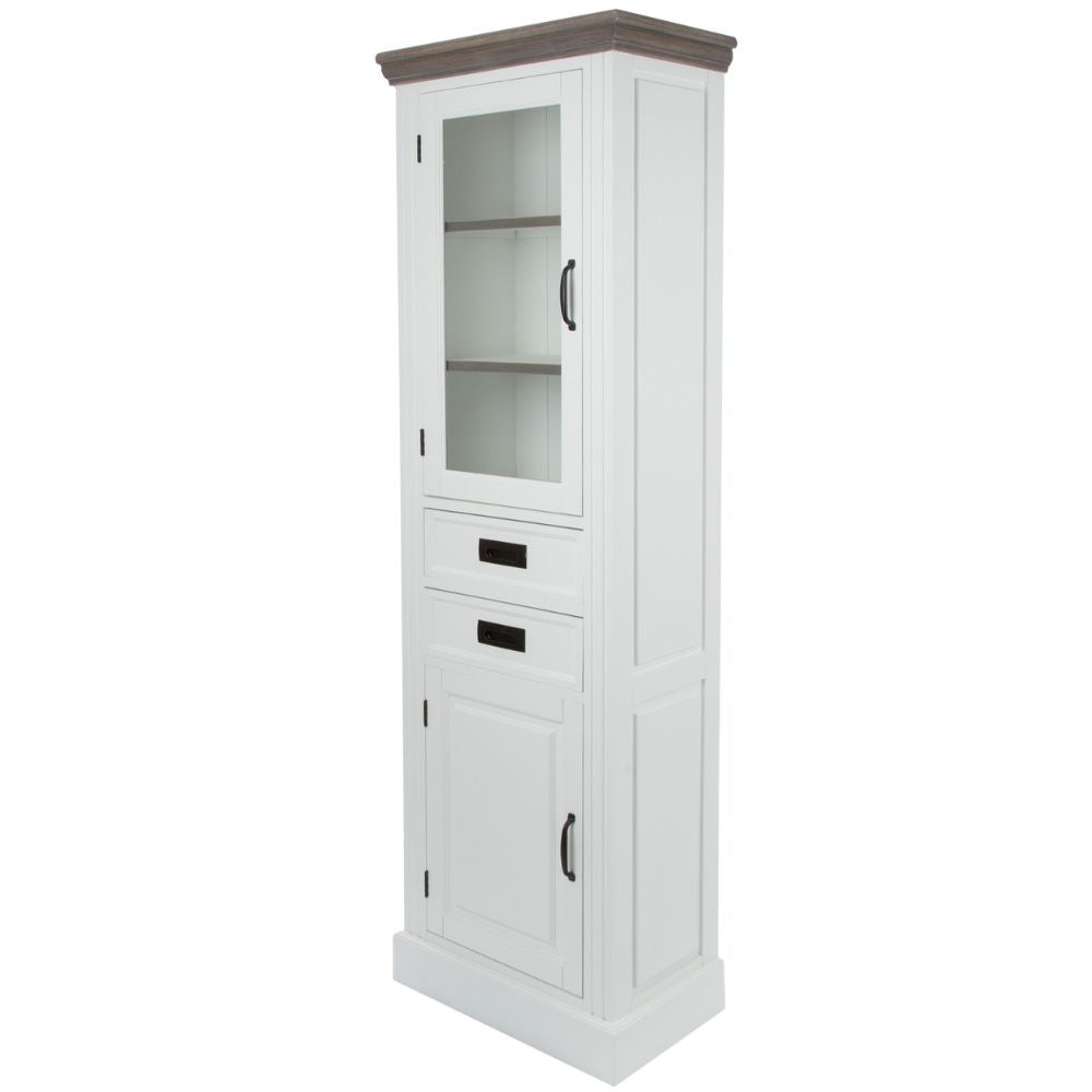 Edler Landhaus Vitrinen-Schrank CHALET 180cm weiss-braun