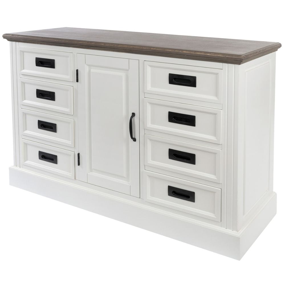Edles Landhaus Sideboard CHALET 115cm weiss-braun Kommode