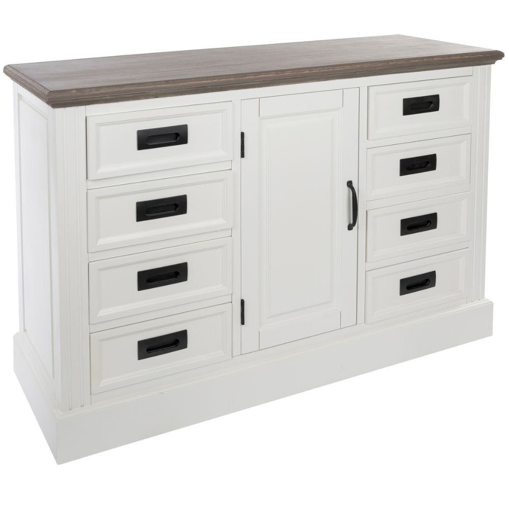 Edles Landhaus Sideboard CHALET 115cm weiss-braun Kommode